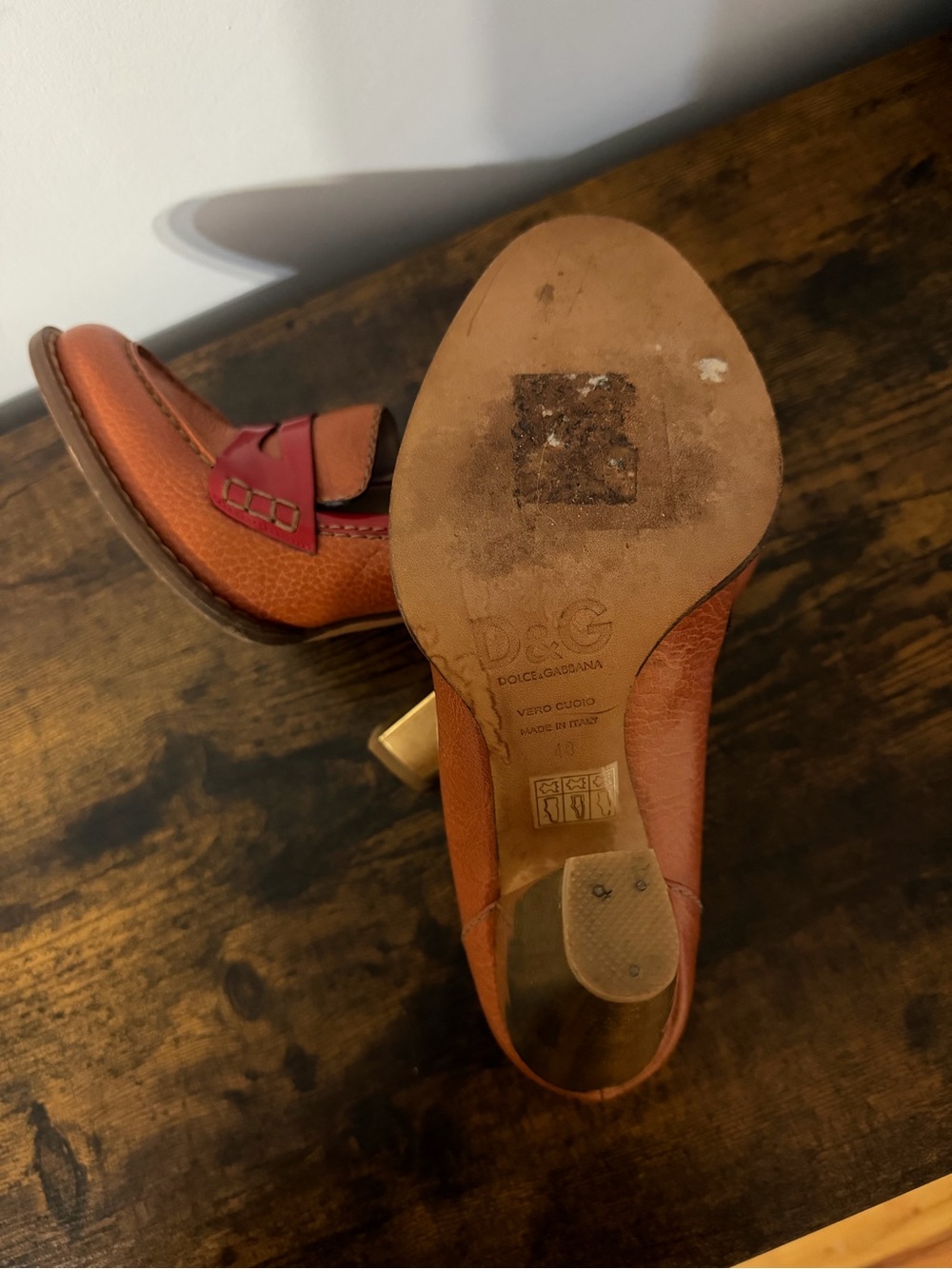 Dolce & Gabbana D&G Women’s Leather Heels Size 40 Brown Red Made in Italy - Picture 15 of 16